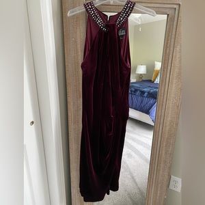 Alex Evenings Maroon Velvet Dress